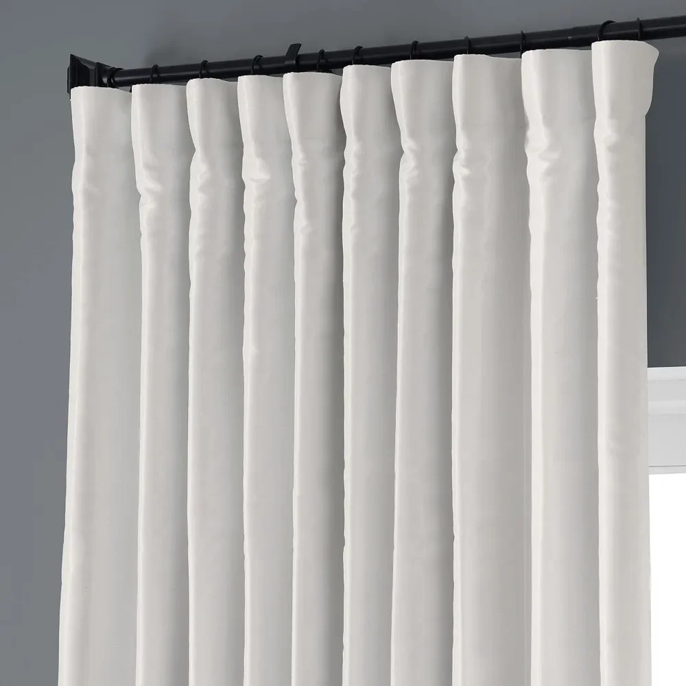 Extra Wide Faux Silk Blackout Curtains For Bedroom - Vintage Texture (1 Panel) 100 X 108, Off White,100W x 108L