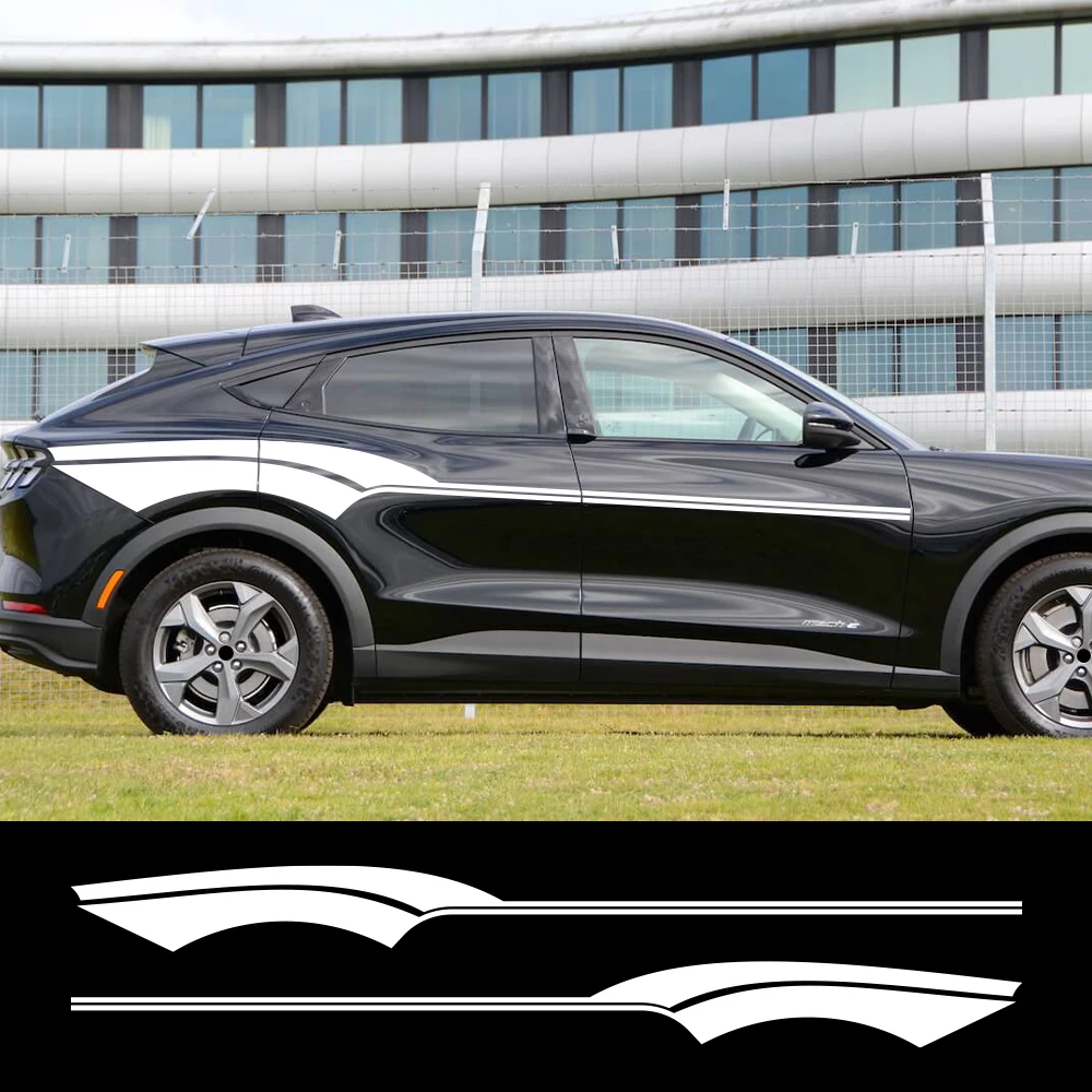 Car Side Body Waist Line Sticker for Ford Mustang Mach-E CX727 2021-2025 Racing Vinyl Decals Auto Exterior Tuning Accessories