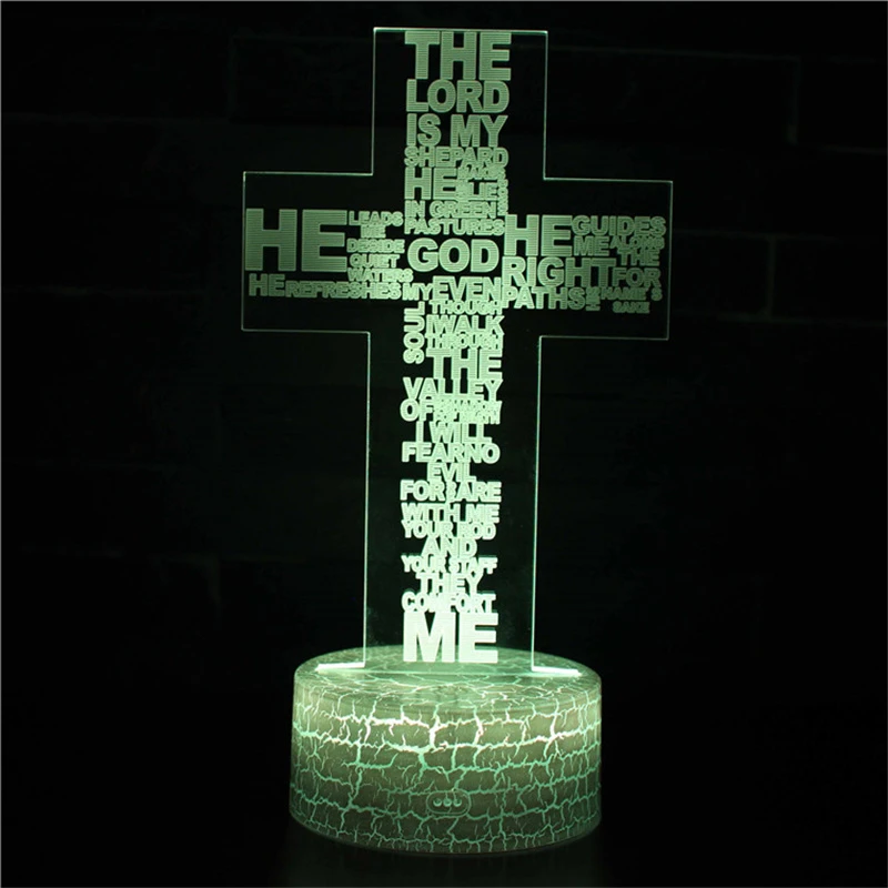 Nighdn Jesus Cross Night Lights doprowadziło do iluzji 3D lampa stołowa USB wystroju kościoła chrześcijańskiego lampka nocna prezenty świąteczne chrześcijańskiego