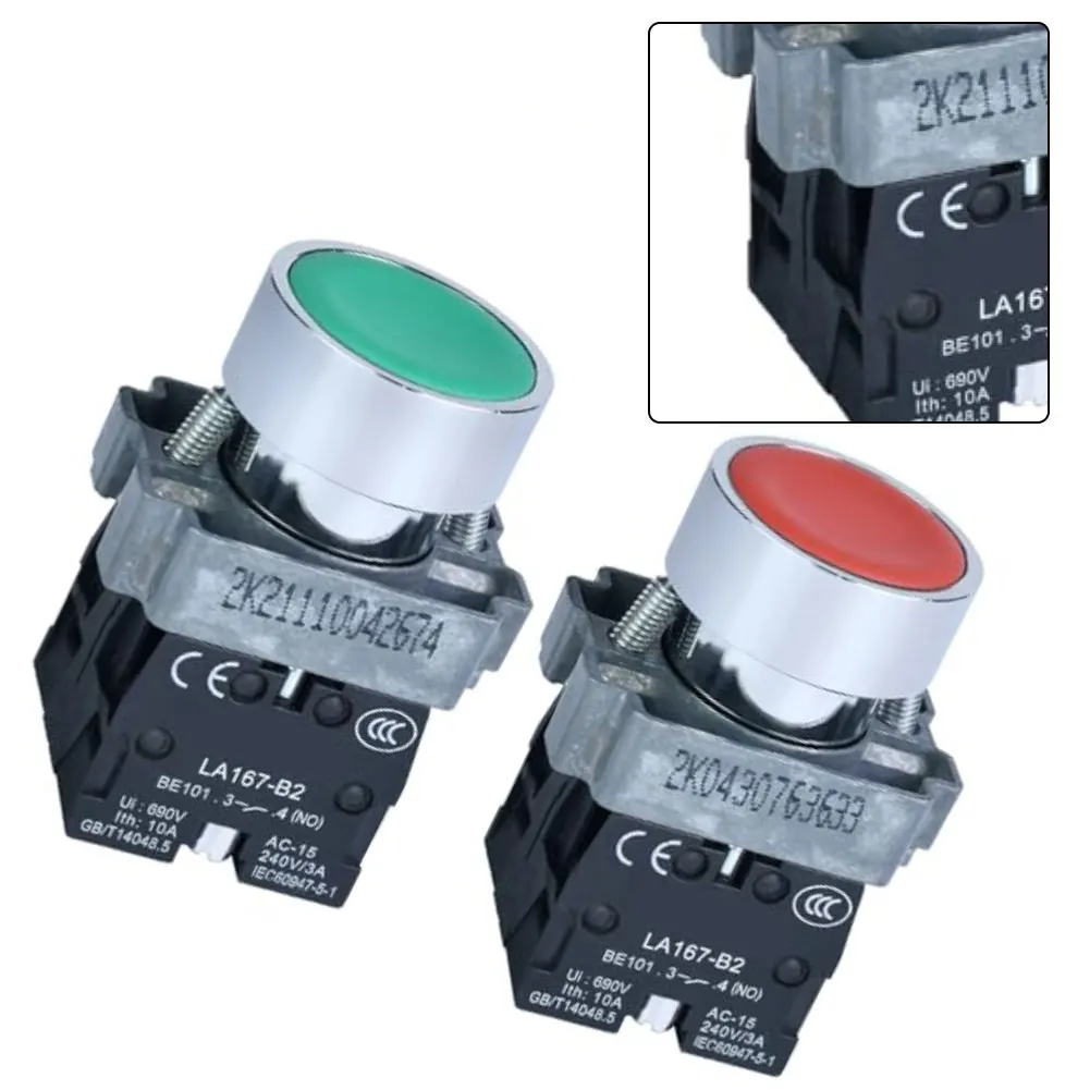 For Outdoor Use Green 22mm Push Button Momentary Action 1NO 1NC Contacts SPDT Configuration 10A Current Rating