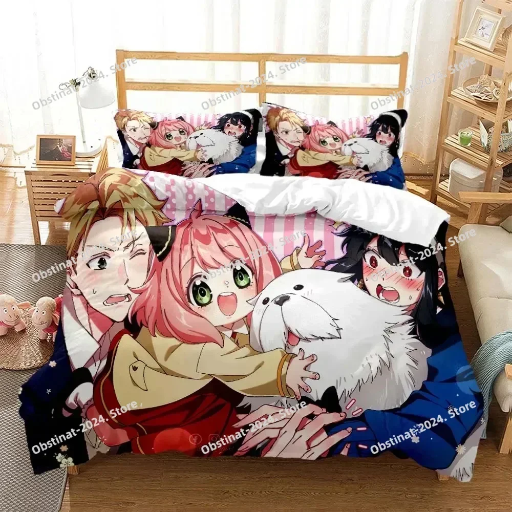 Anime Spy × Family Anya Bedding Set Printed With Pillowcase Bed Duvet Cover Soft Single Double Queen Super King Size Kids Adult