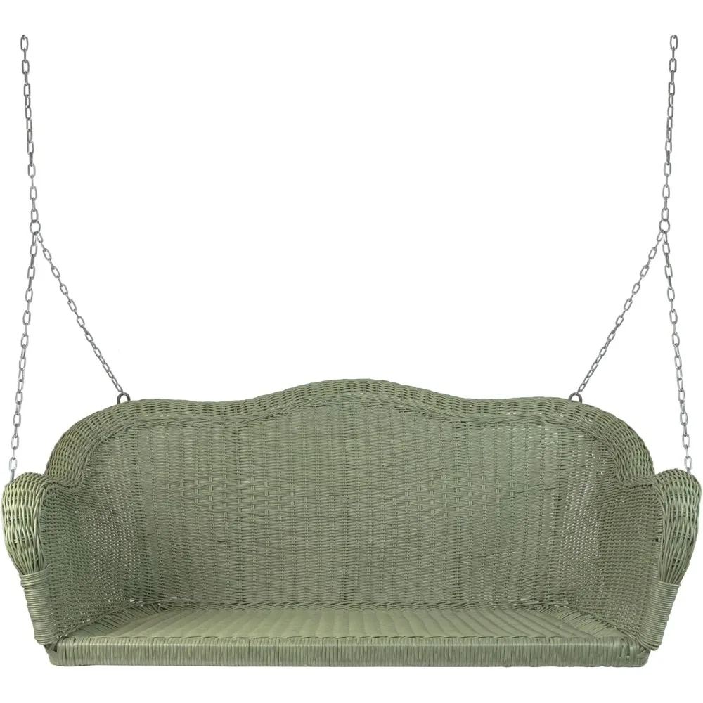 

Hand Woven Resin Wicker Porch Swing with Chain - Green