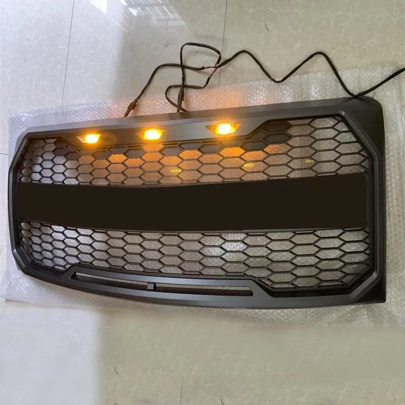 LED Racing Grills For Ford F-150 F150 2009 2010 2011 2012 2013 2014 Front Bumper Mask Radiator Upper Grill  Raptor Style Grills