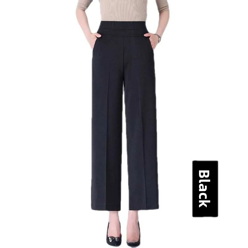 

Summer Ice Silk Wideleg Pants Highwaist Large Size Mom Casual Loose Fit Korean Sle Reflective Embroidery Cotton Trousers