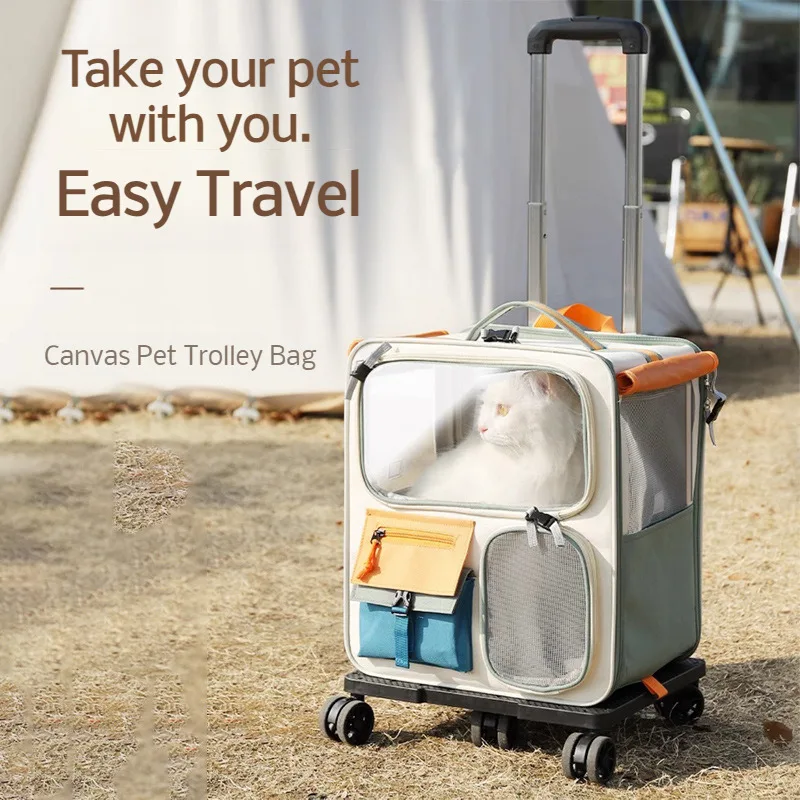 Portable cat backpack shoulder bag large capacity pet out trolley case dog cat bag travel case