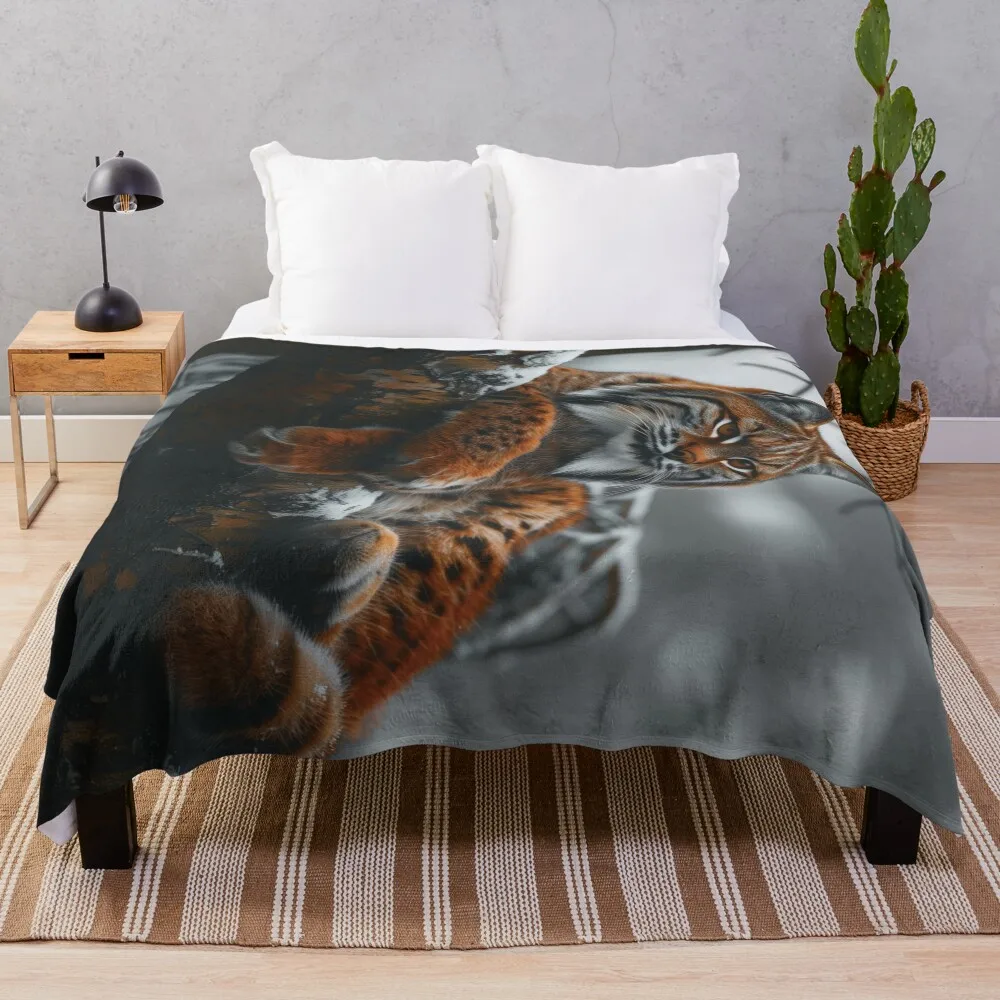 

Bobcat [4] - Winter Edition Throw Blanket Stylish Warm Blanket for Living Room Bedroom