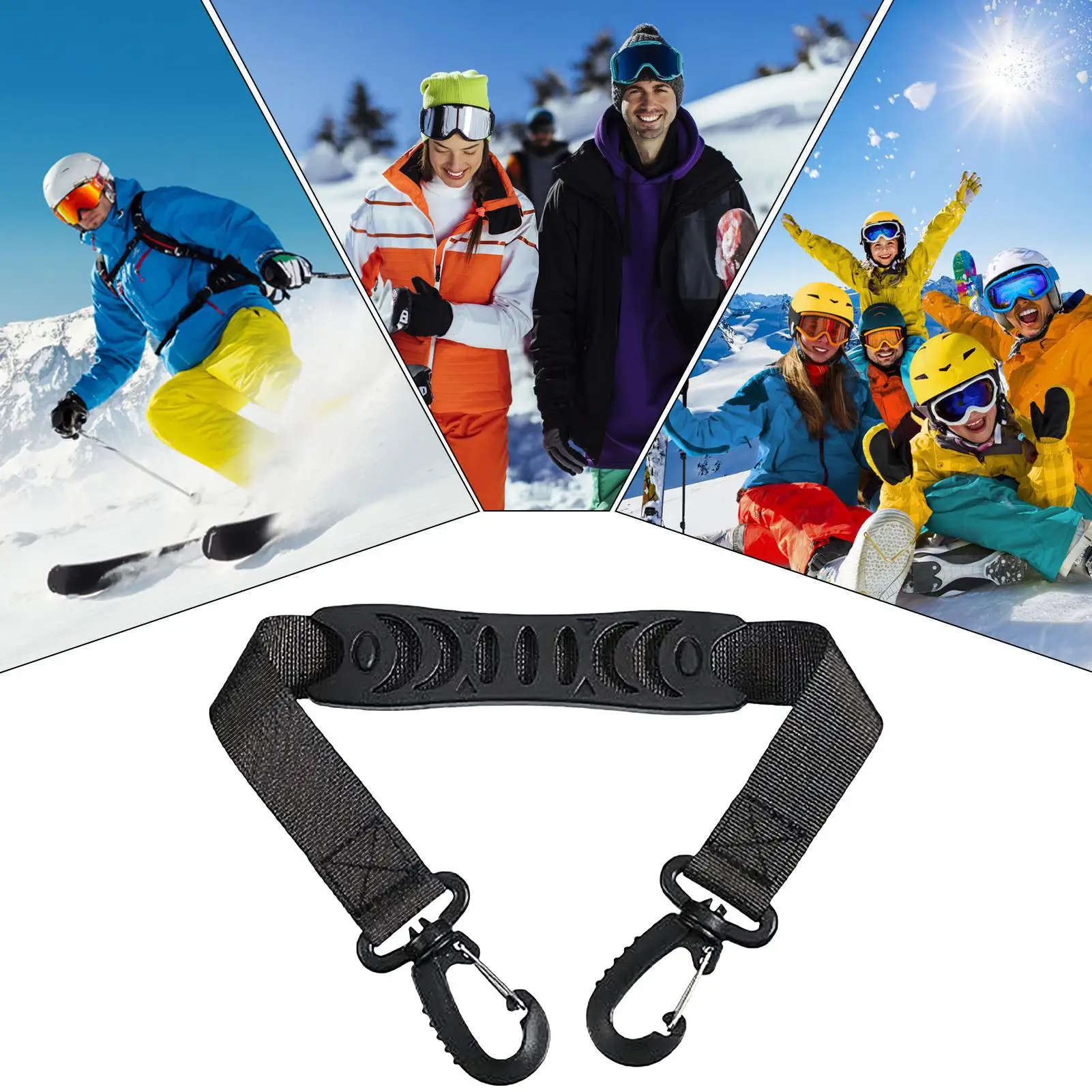 

Ski Carrier Straps Adjustable Shoulder with Cushioned Fastener Tape Strap Loop Strong for Adults Kids
