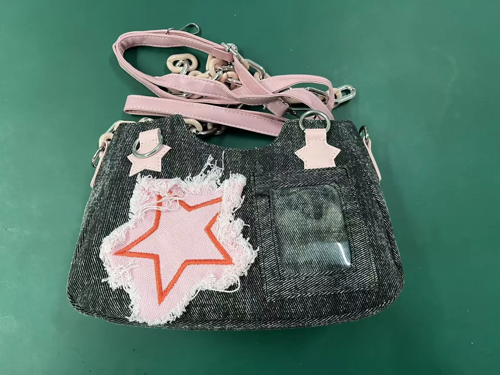 Denim Crossbody Bag New Style Casual Versatile Tote Bag Korean Fashion Star Patchwork Hobo Handbag Cross Border Shoulder Bag