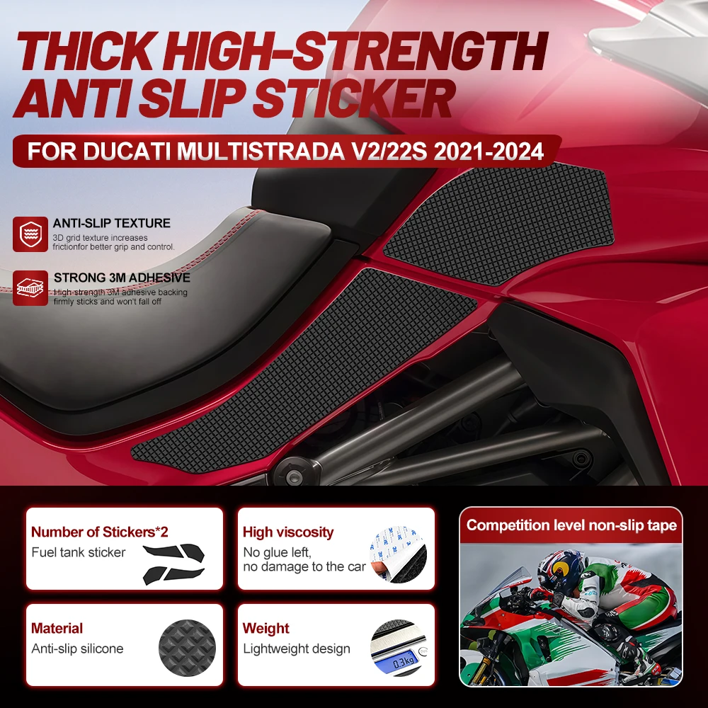 For DUCATI MULTISTRADA V2 22S 2021-2024 Motorcycle Fuel Tank Stickers Practicality And Aesthetics Personalization Upgrade
