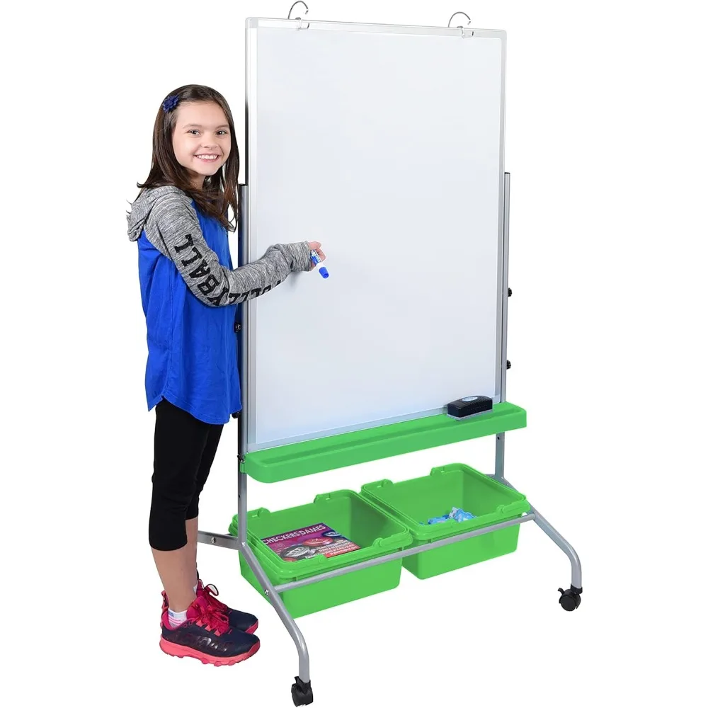 高さ調節可能なデスク、モバイルホワイトボード、フリップチャートスタンド、収納箱、チャートフック付き