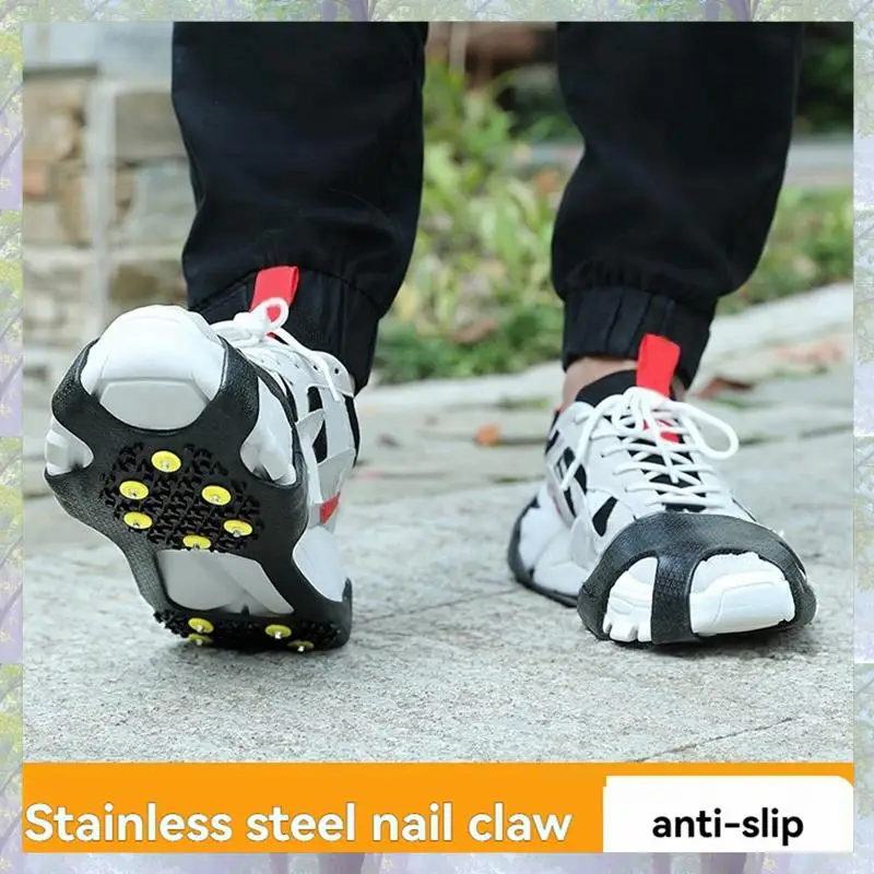 في الهواء الطلق الأسنان مسمار الثلوج المضادة للانزلاق أغطية الحذاء المضادة للانزلاق أغطية الحذاء المضادة للسقوط الجليد انتزاع عشرة الأسنان مخالب الثلوج M الحجم