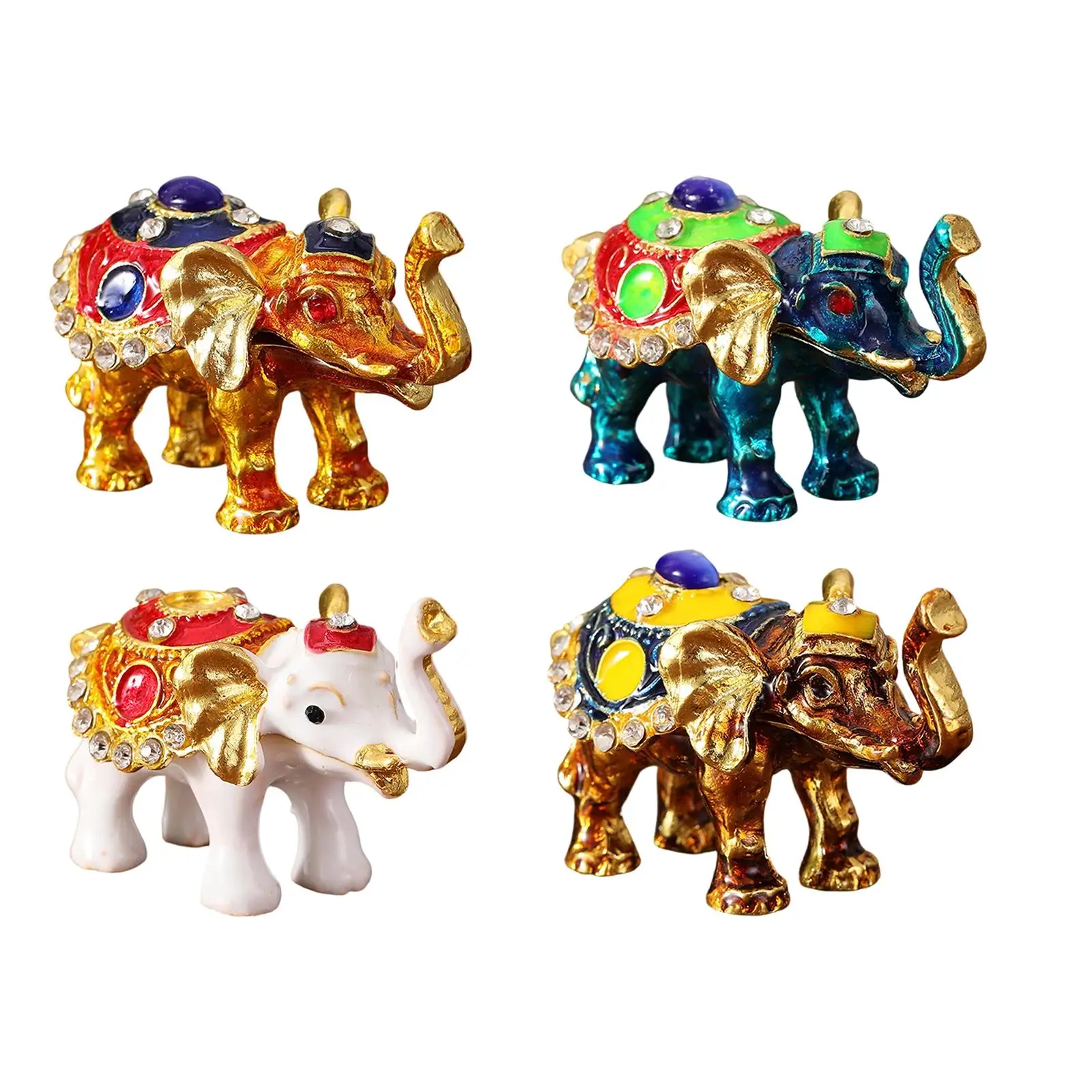 صندوق حلية الفيل تمثال الفيل للنساء ديكور مدروس مجموعة فنية عملية صندوق مجوهرات منظم #3