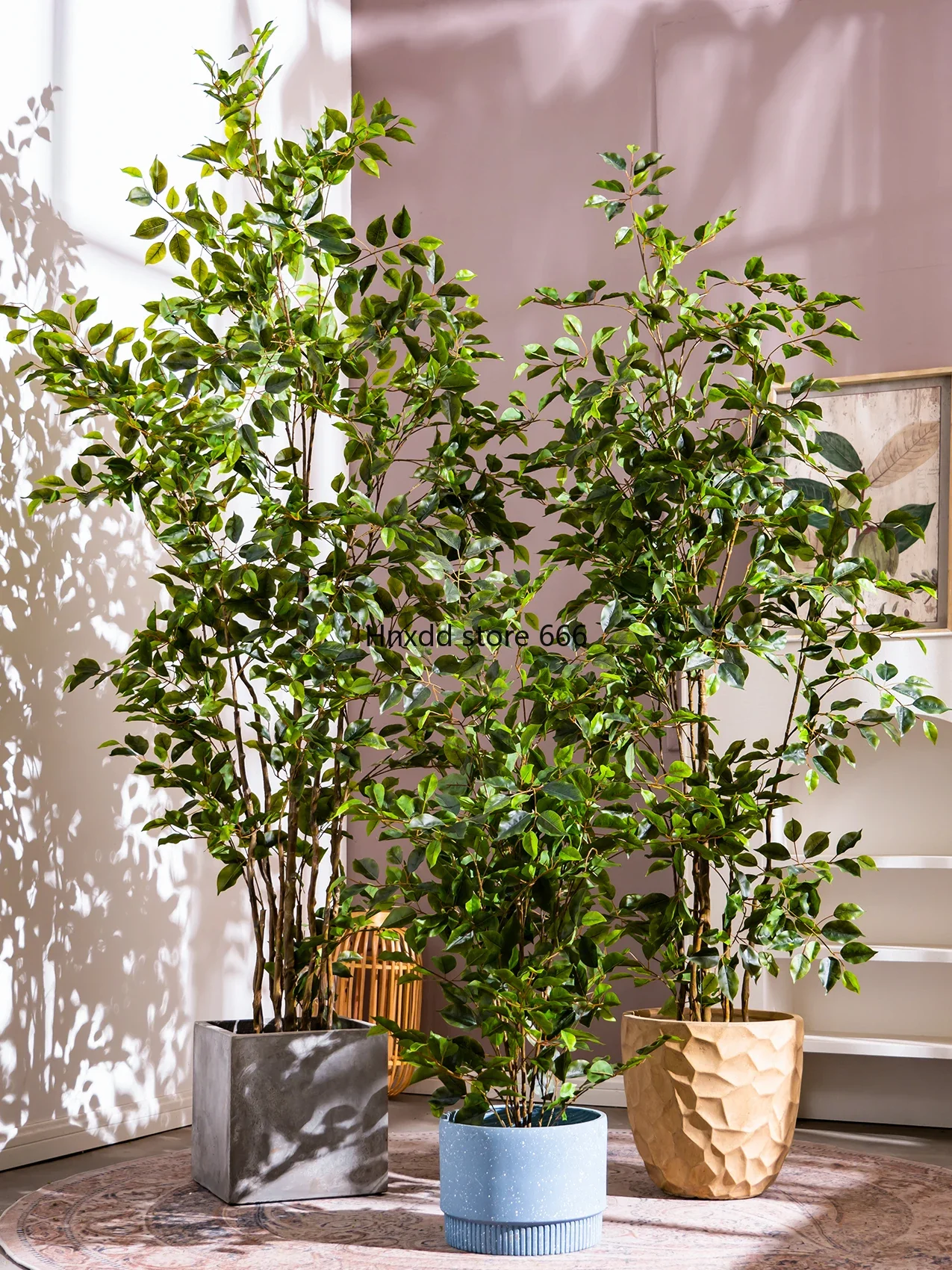 Large high-end light luxury simulation money banyan green plant potted plant indoor bionic