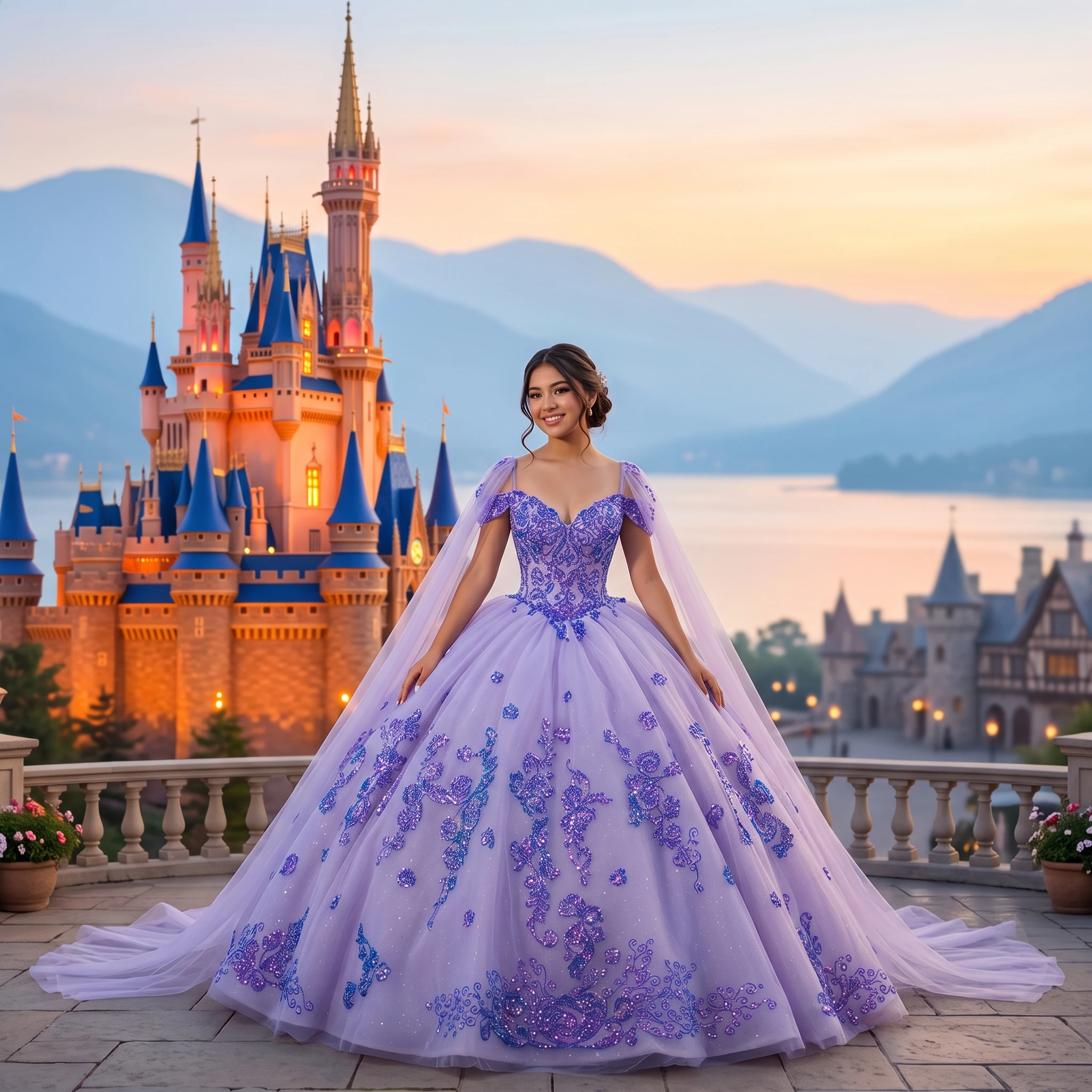 Gorgeous Romantic Purple Quinceanera Customized Organza Backless Sequis Chapel Train vestidos de 15 quinceañera