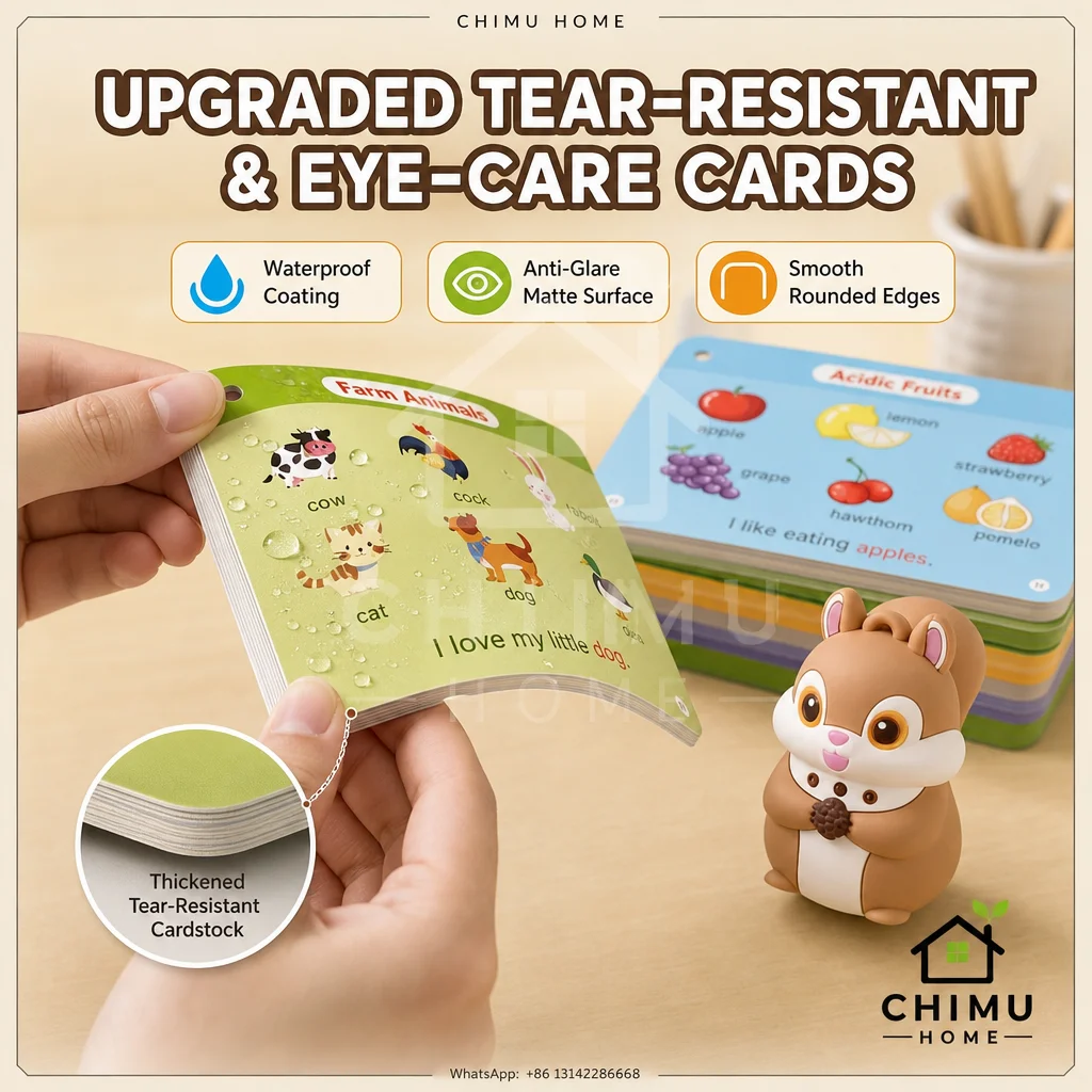 【CHIMU HOME】 Mini Animal-Shaped Reading Pen for Kids with English Flash Cards