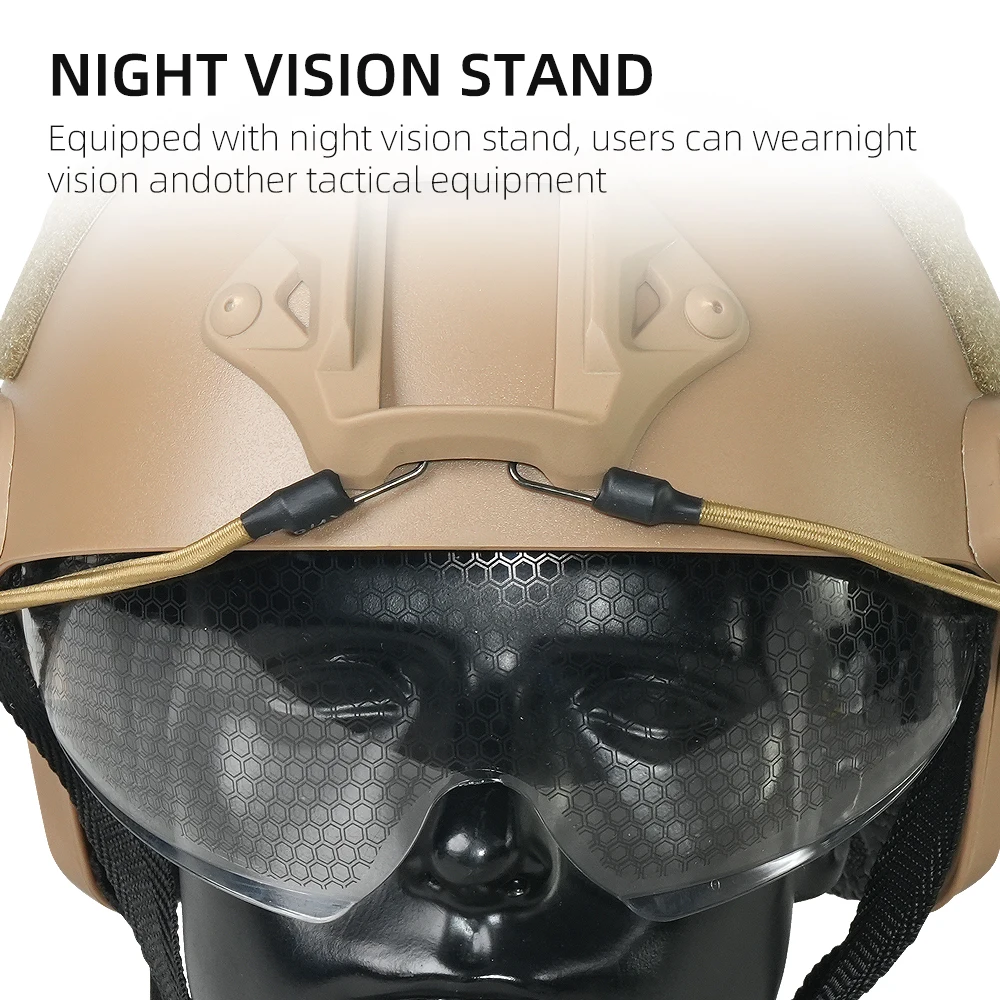 BOOIU خوذة تكتيكية سريعة PJ خوذة Airsoft مع نظارات واقية ABS CS خوذات ركوب الرماية معدات حماية الرأس الرياضية الخارجية #2