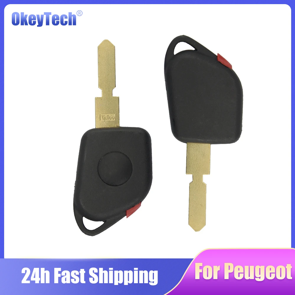 Okeytech 1 pulsante per Peugeot 406 Transponder Remote Car Key Shell Cover Cover Fob Blade Hole Key sostituzione con spina rossa