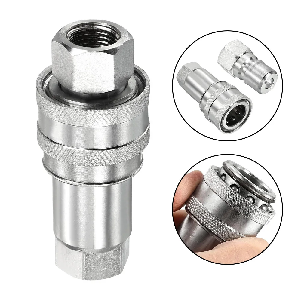 1 Juego de acoplador de conexión rápida hidráulica M16x1,5mm conector rápido de instalación de tubería de hilo femenino para equipos de construcción