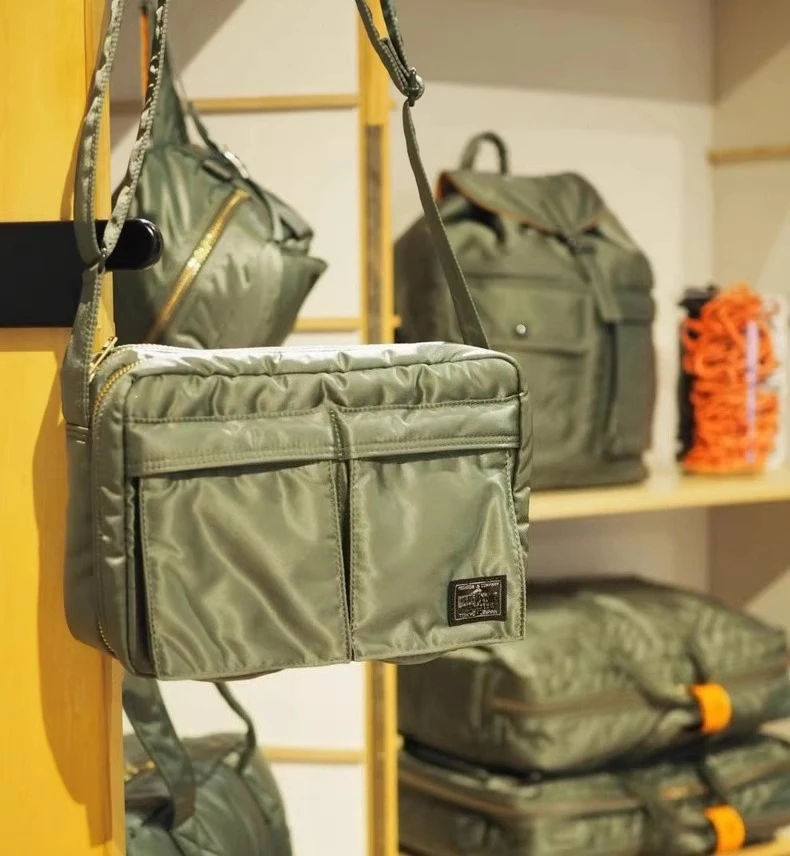 

Сумка-мессенджер PORT TANKER SHOULDER BAG Yoshida, металлического зеленого цвета, японская классическая нейлоновая водонепроницаемая сумка через плечо.