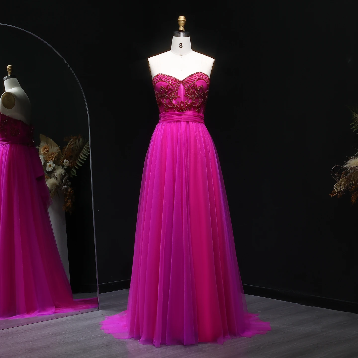 

Sharon Said Luxury Fuchsia A Line Evening Dress With Beading Split Green for Women Wedding Formal Prom Gowns SF246 Customized