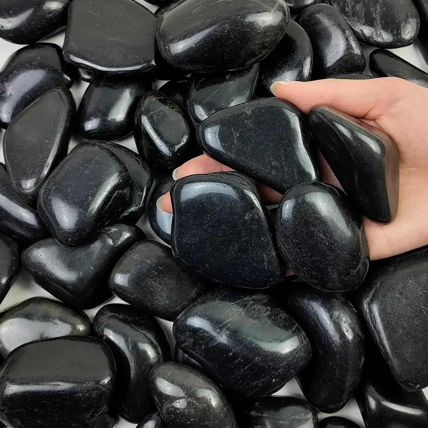 40 lbs Black River Rocks for Landscaping, 2-3 inch Pebbles for Indoor Plants, Large Decorative Stones for Planters Aquarium Fish