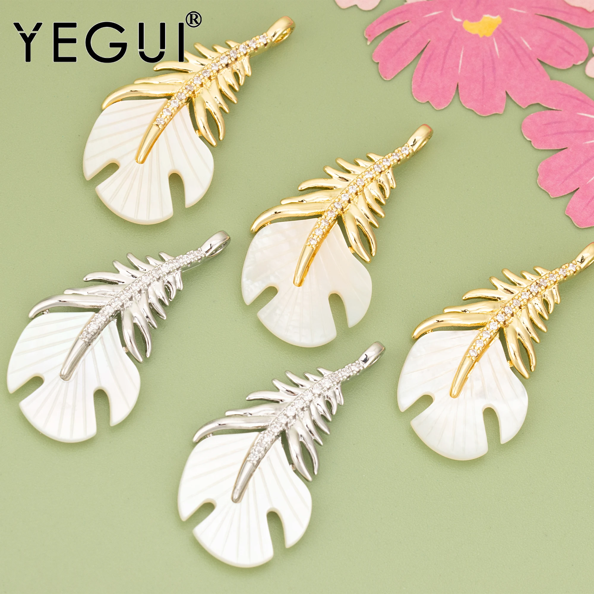 YEGUI MF44,jewelry accessories,18k gold rhodium plated,copper,natural shell,charms,diy pendants,jewelry making,one piece/lot