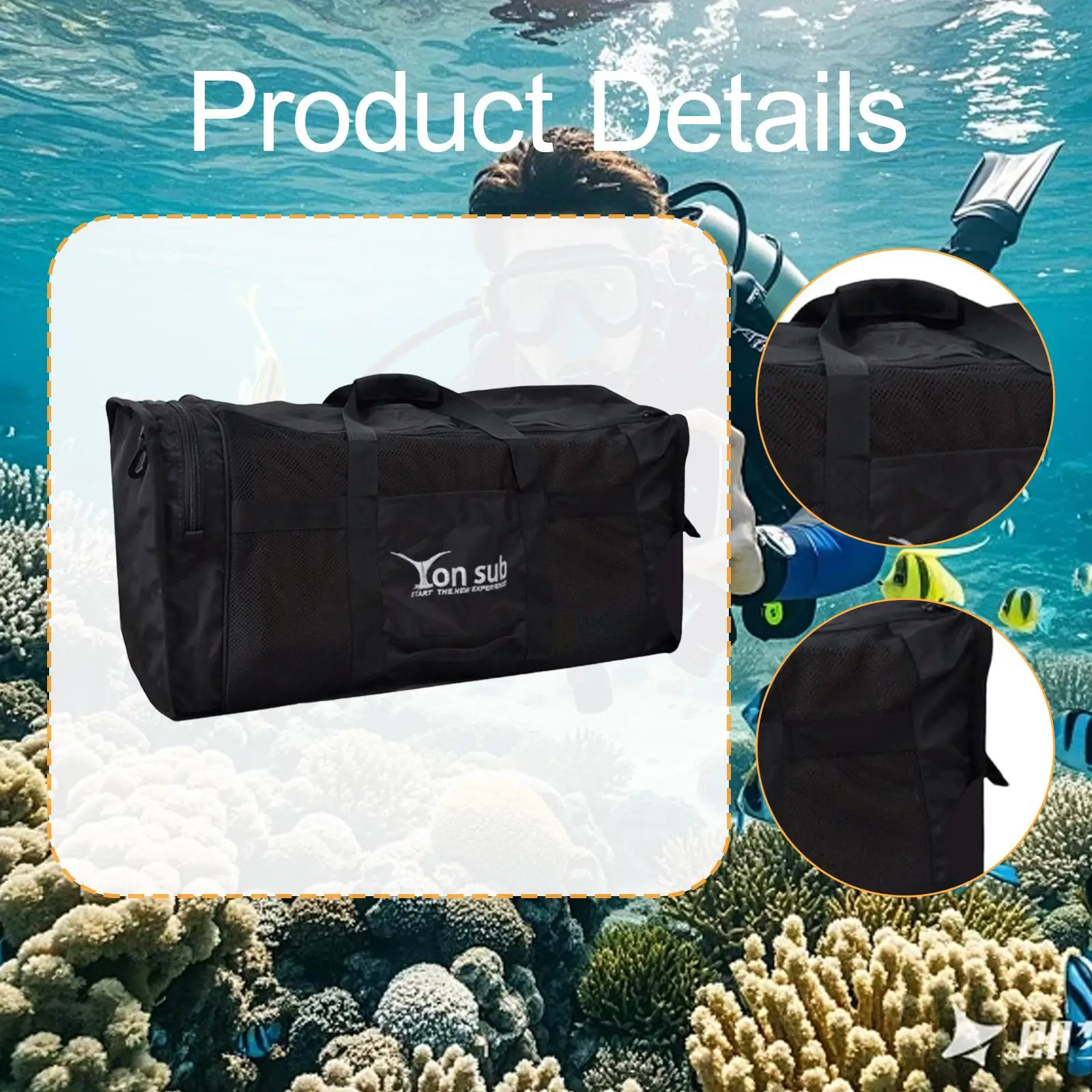 

Scuba Diving Duffle Bag Mesh Storage Waterproof Sports Carry Bag for Women Fins Wetsuit Equipment Swimming Beach
