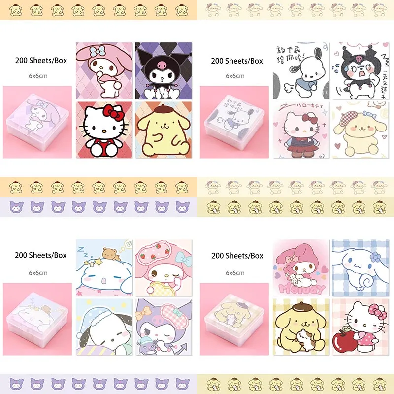 10Box/lot Sanrio Pochacco Kuromi Memo Pad Sticky Notes Stationery Label Melody Notepad Planner Sticker Post School Supplies