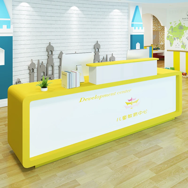 Yellow Shop Reception Desk Modern Cashier Supermarket Massage Simplicity Counter Beauty Clinic Schreibtisch Office Furniture