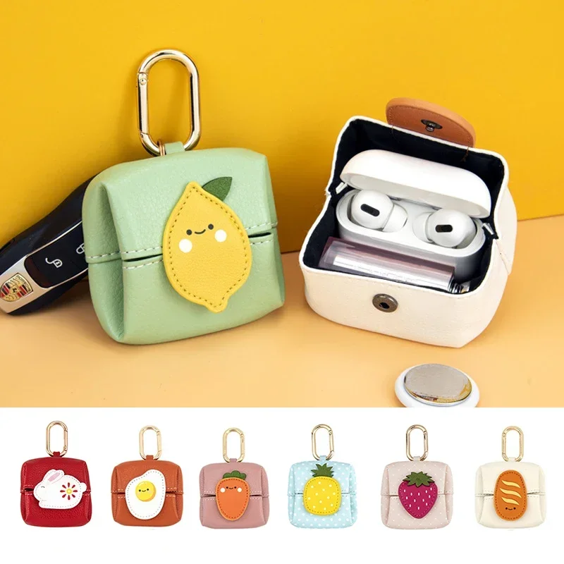 Cute Earphone Bag Pendant Microfiber Leather Mini Lipstick Storage Bag Fashion Coin Purse Multipurpose Student Wallet