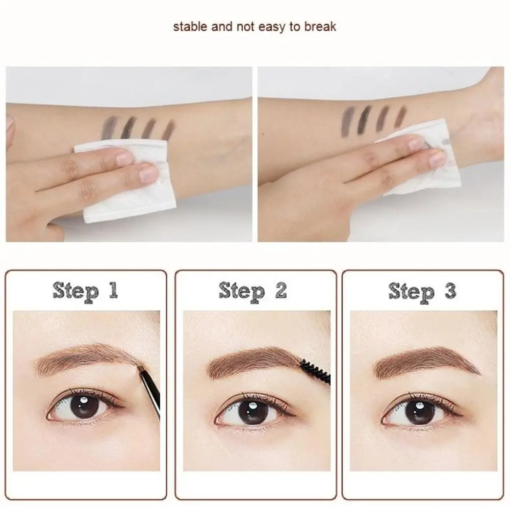 Fashion Double Head Eyebrow Pencil Triangular 3D Eyebrow Pen Beauty Waterproof Eyebrow Brush Beginners