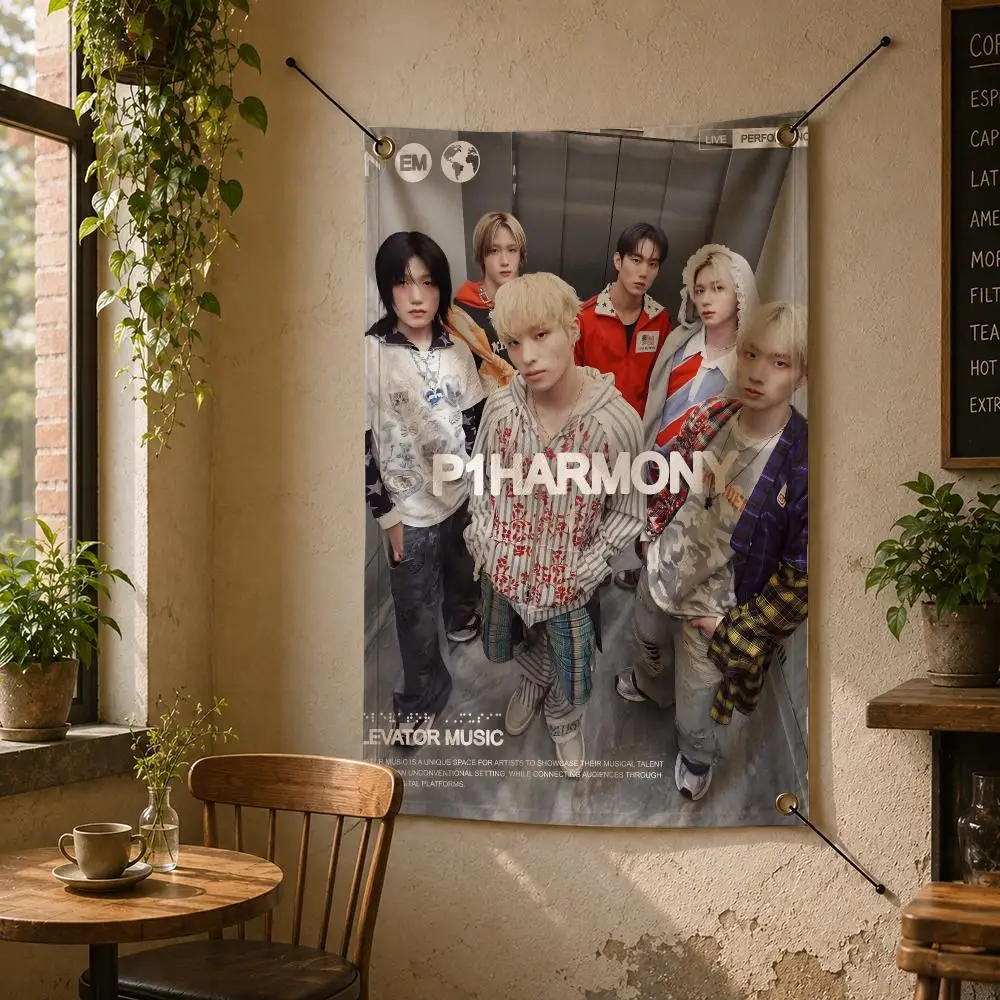 Kpop p-Harmony Flags Flag Banner Wall Hanging for Bedroom Dorm Room Home Bar Party Indoor Outdoor Wall Decor