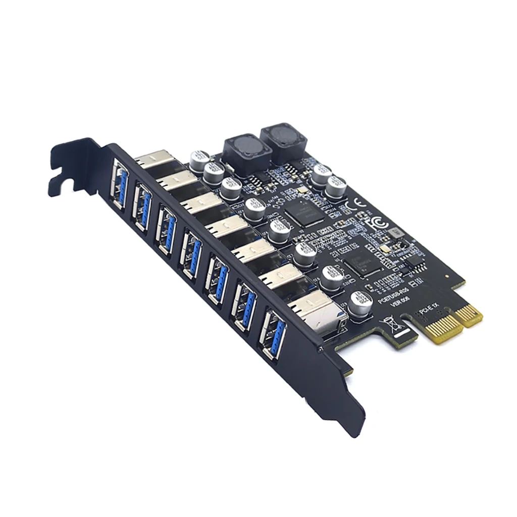 

USB3.2 GEN1 19PIN PCI-E 1X Adapter PCI Express to 7 ports USB 3.2 Expansion Adapter Card for WINXP/WIN7/8/ 10/11 /LINUX