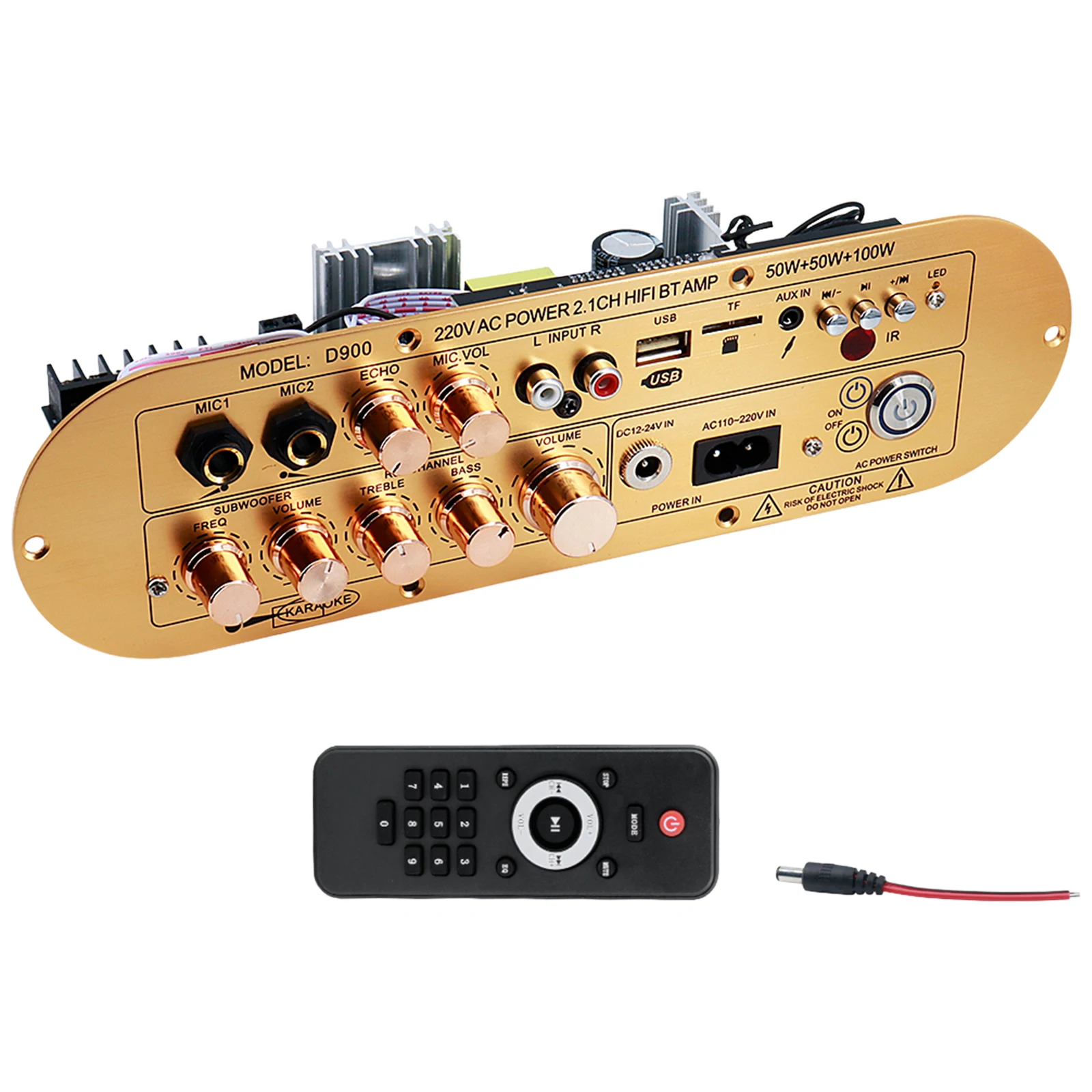 

Плата усилителя BT 2.1-канальная, цифровая, с поддержкой BT 5.0, AUX/USB/FM/TF-карт/микрофона, усилитель для сабвуфера
