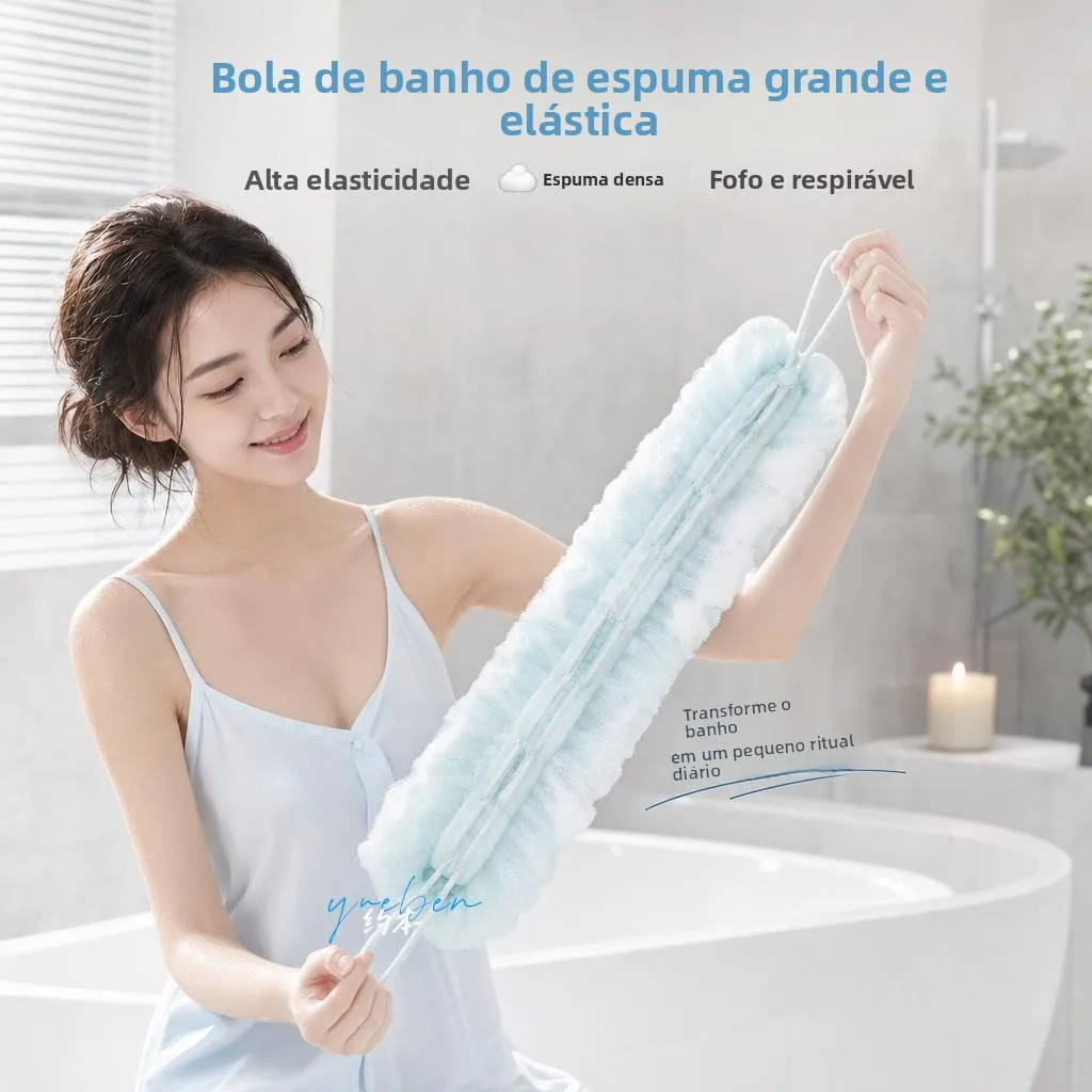 伸縮性のあるバスボール女性用特別ロングストリップバスフラワー2-in-スーパーソフト洗剤不使用背中洗いバスツール