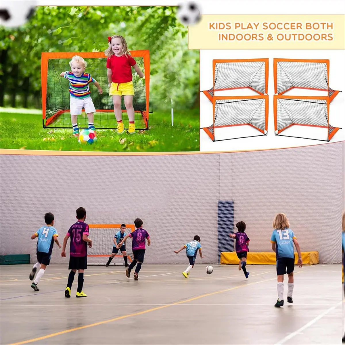 Orange Children'S Football Goal Portable Foldable Mobile Training Football Goal-SPMI