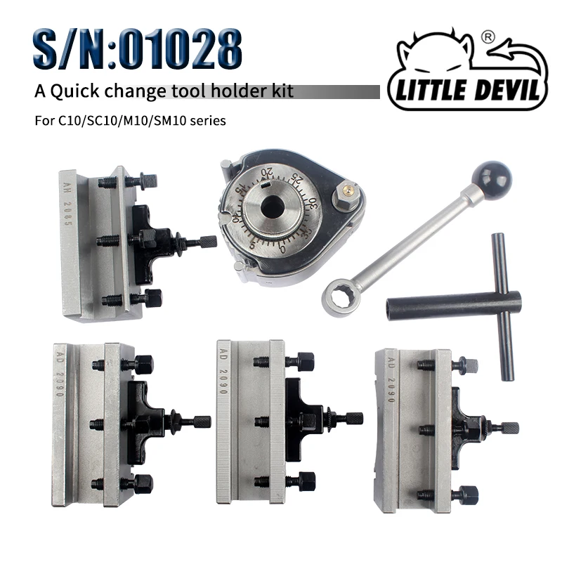 A-Type Quick Change Tool Post Set , SIEG Lathe Swing Dia 200-350mm QCTP Turret Kits include 1pcs tool post+4pcs Tool Holders