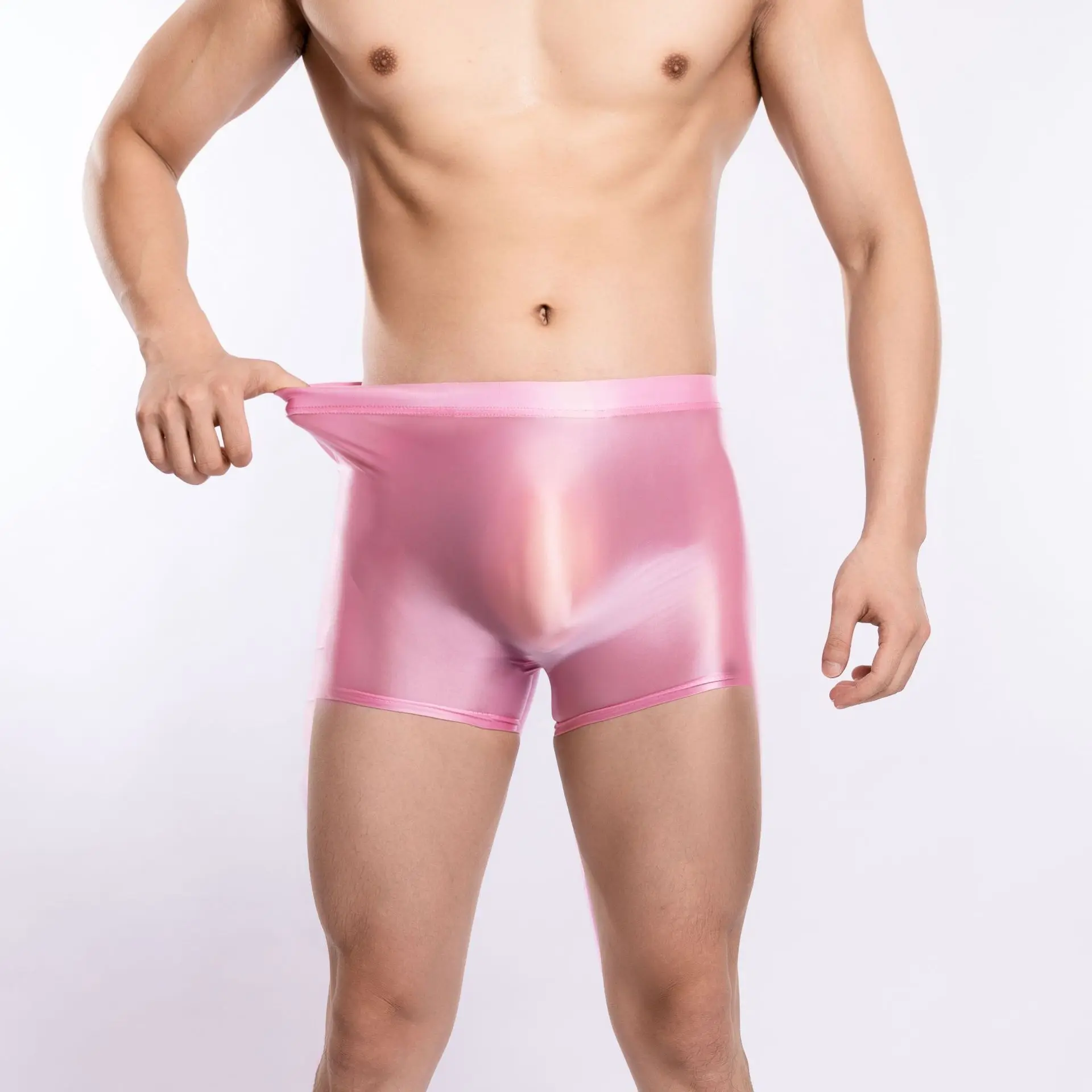 

Мужские блестящие трусы-боксеры, глянцевое нижнее белье с эффектом шелка для мужчин, высокоэластичные трусы, сексуальные, удобные, дышащие шорты