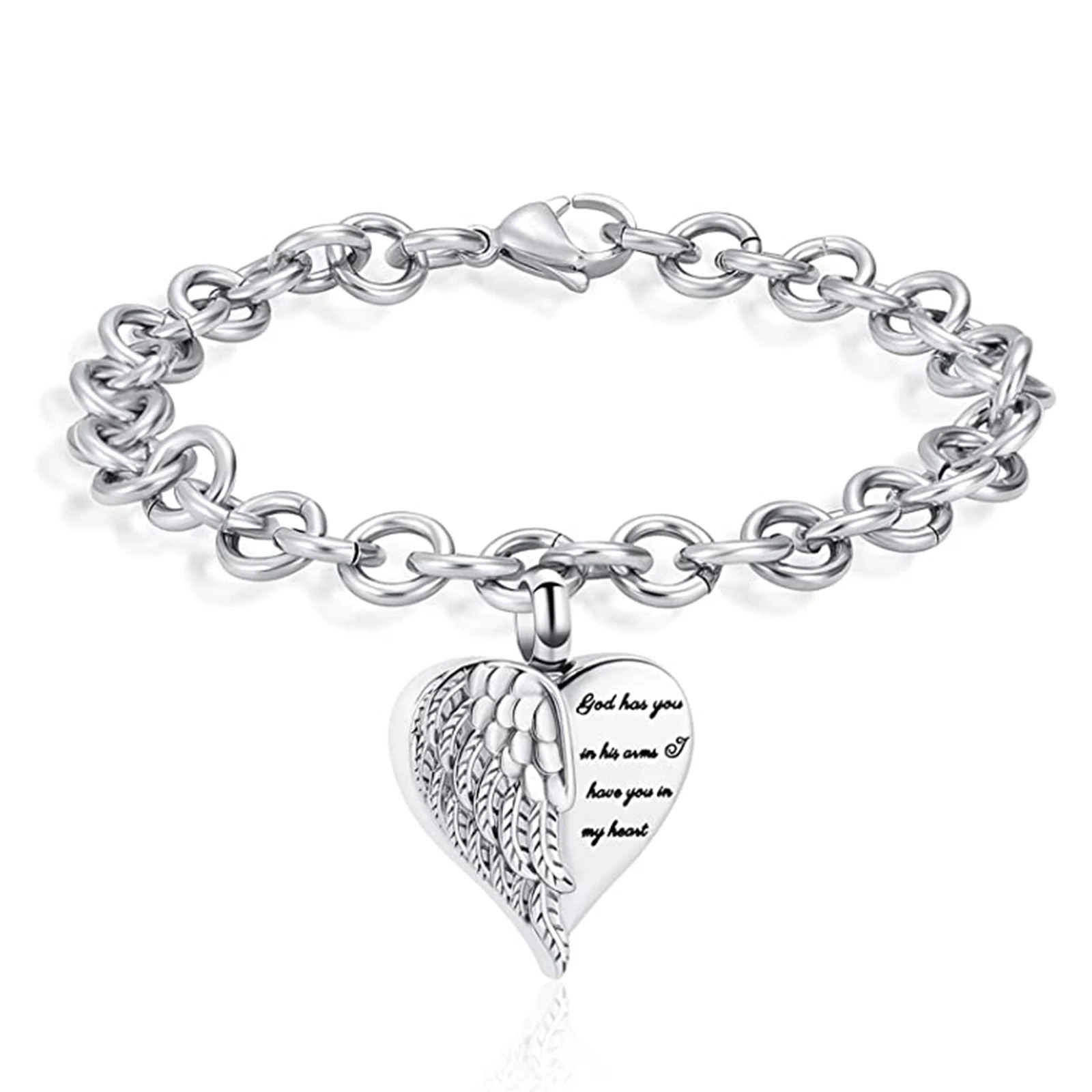 Urn Bracelet for Ashes Stainless Steel Cremation Bracelet with Heart Charm Ashes Holder Memorial Jewelry Urn Bangle for Ashes