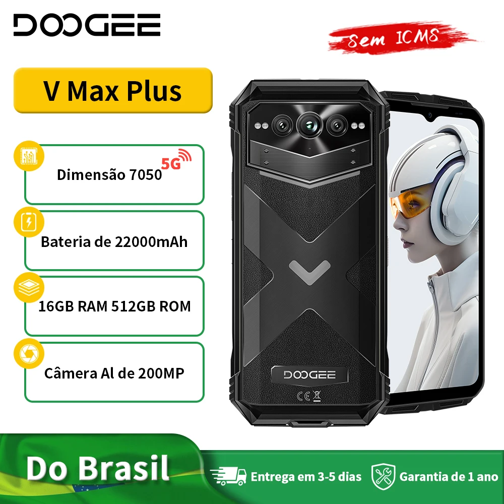 DOOGEE V Max Plus 5G هاتف متين 22000mAh البطارية الأبعاد 7050 16GB 512GB تأثيرات الإضاءة كاميرا 200MP 5G NFC الهاتف الذكي