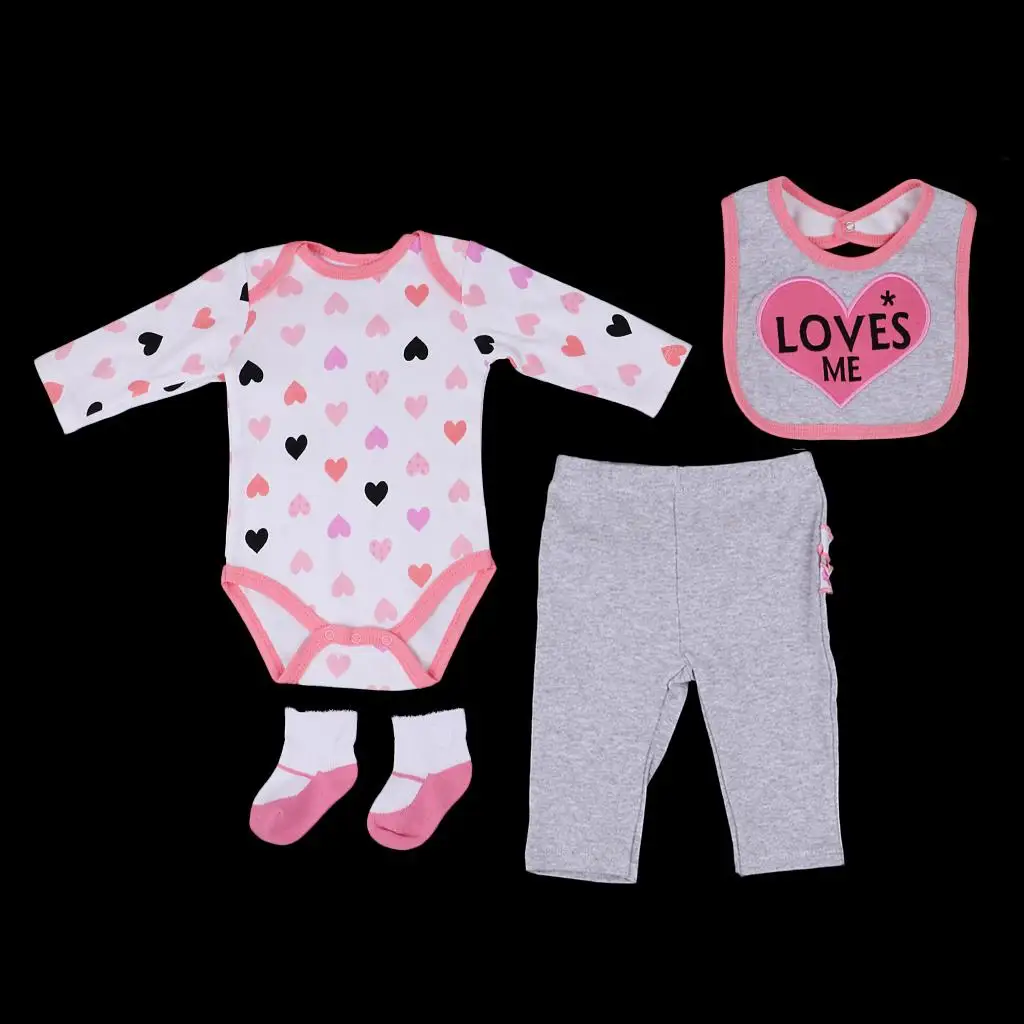 Lovely Newborn Baby Doll Heart Jumpsuit Suit for 22-23inch Reborn Doll Accs