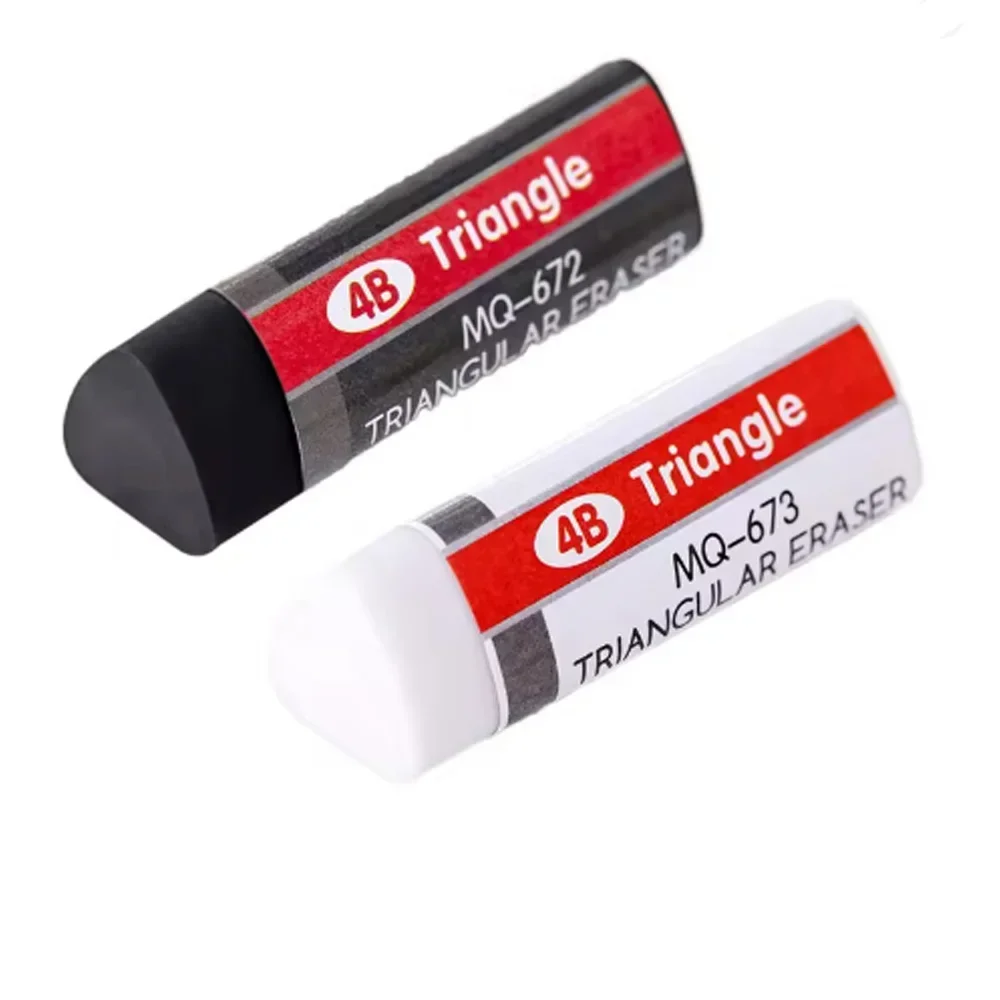 4B محايات مطاطية ممحاة مثلثة ناعمة ونظيفة 2025 نمط جديد محايات قلم رصاص أبيض وأسود لامتحان الطلاب 2/6 قطعة #5