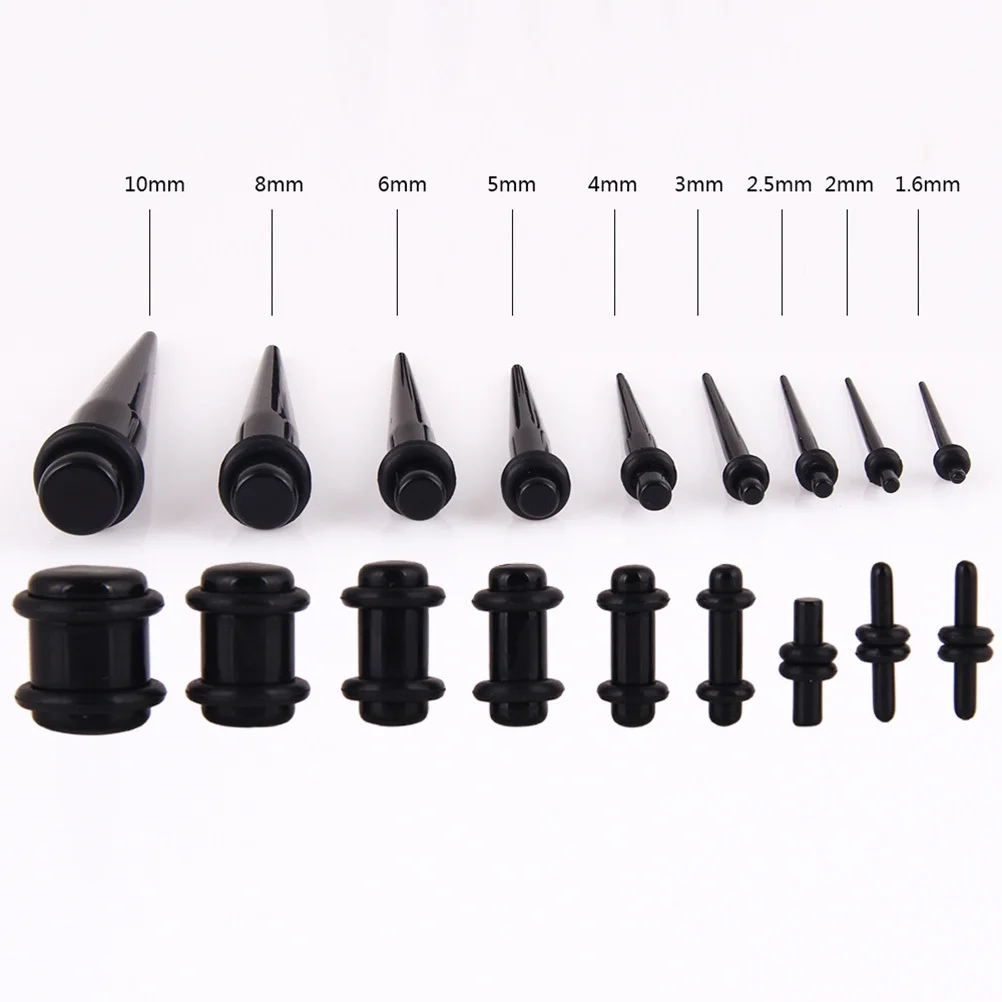 

36Pcs Ear Expander Jewelry Set High Quality Acrylic Black Cone Ear Plugs Comfortable Daily Wear Wedding Party Body Piercing