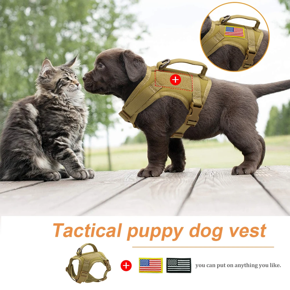 Small Dog Cat Tactical Military Harness Pet Puppy Vest Harness Bungee Leash with Handle For Small Medium Large Dogs Chihuahua