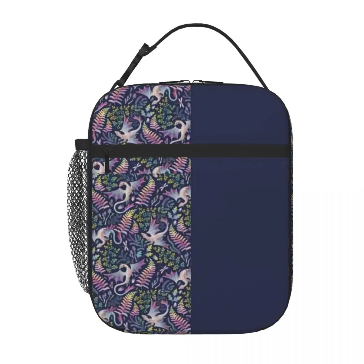 Bestselling Forest Dragons Rainbow Colours On Navy Office Style Small Lunch Bag Playground Snack Reusable Lunch Bag