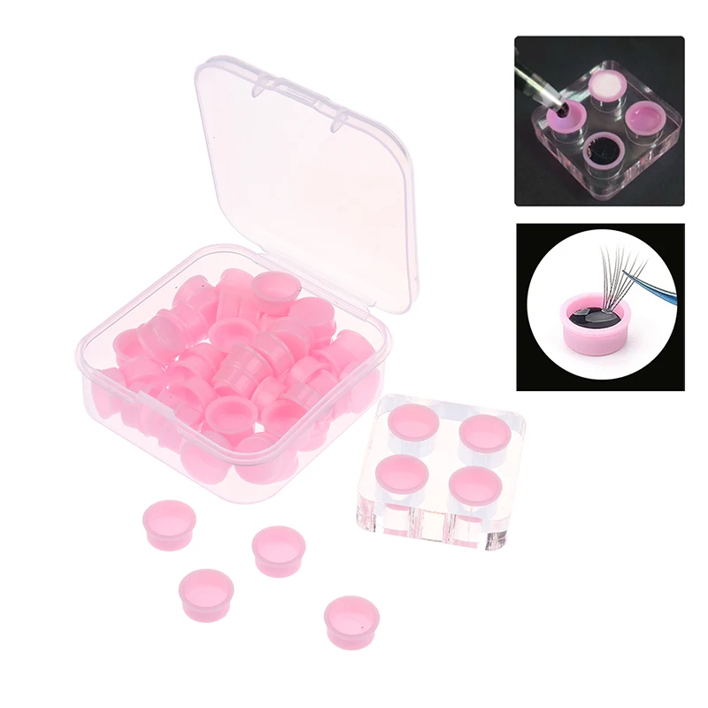 

4 чашки акриловые чернила для татуировки, подставка для чашки, держатель для клея для ресниц, накладные ресницы, чашка с цветком, клейкая подставка для наращивания ресниц