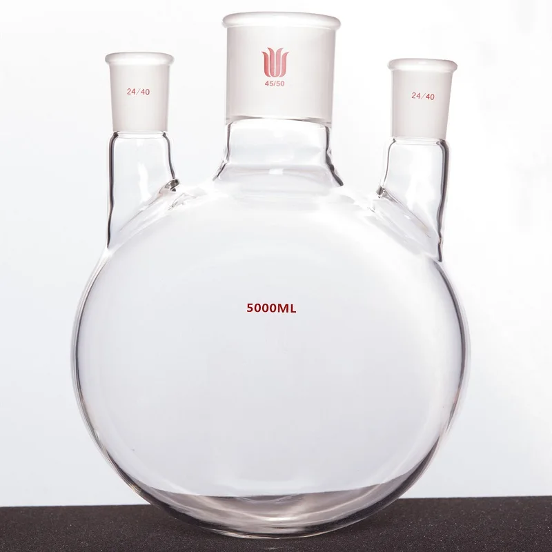 SYNTHWARE-Flcopropriété Boule Droit à Trois Embouts en Verre Borosilicate, Haute Résistance, Rapwall, Capacité 5000ml, F44