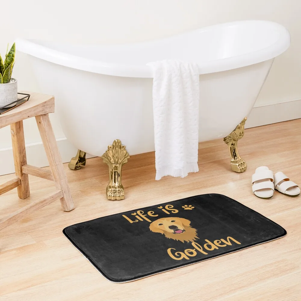 

GOLDEN RETRIEVER quote Funny RETRIEVER saying life is golden Bath Mat Things For Bathroom Non-Slip Shower Kitchen Carpet Mat