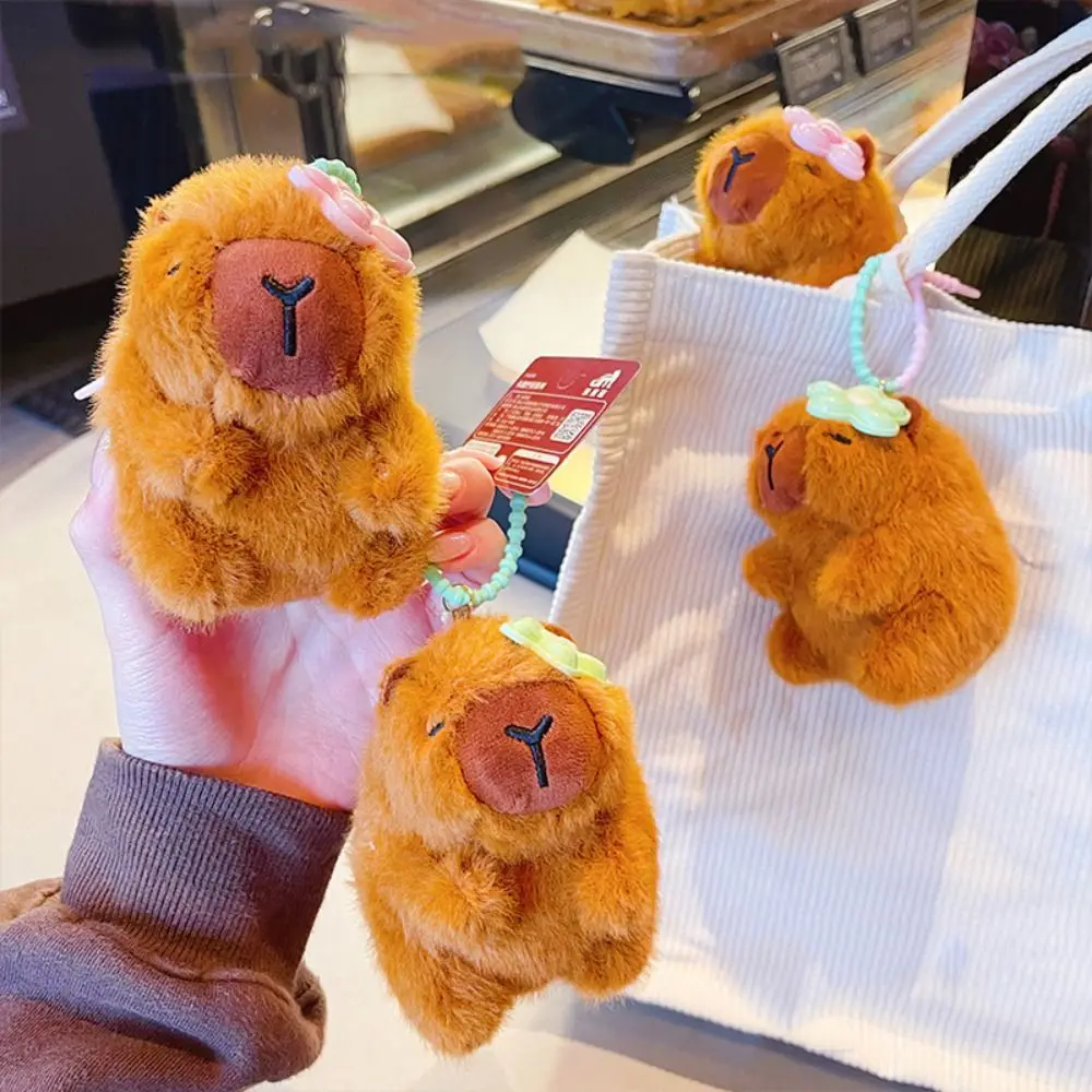 Stuffed Doll Capybara Plush Pendant Little Flower Cute Plush Capybara Keychain Funny 10cm Capybara Plushie Doll Keyring