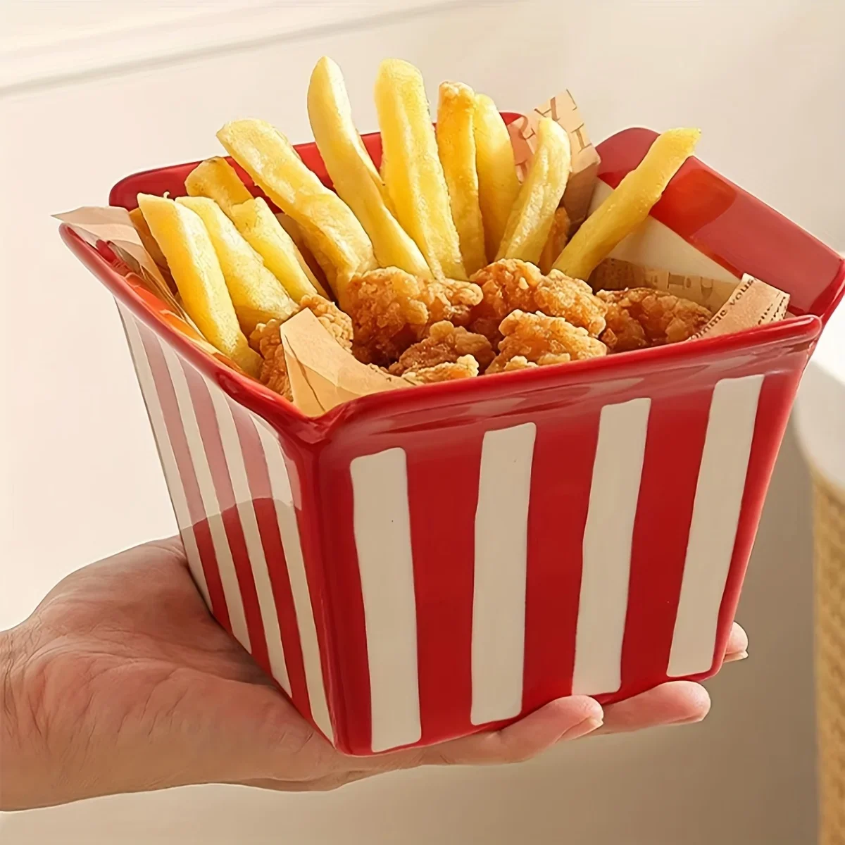750ml Bowl Popcorn Maker Ceramic Snack Bucket Microwave Safe Bowl Cute Dessert Plate Living Room Kitchen Decorative Storage